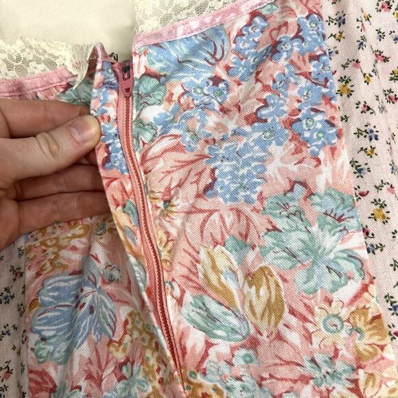 Vintage 70s Cottagecore Prairie Dress Gown Floral Lace Ruffles Long Sleeve - Picture 6 of 7